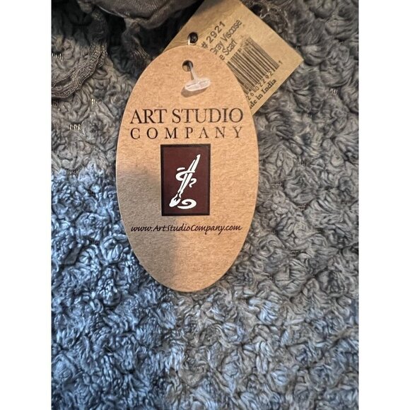 NWT ART STUDIO COMPANY Fish Design Gray Viscose Fringe Scarf - Picture 7 of 9